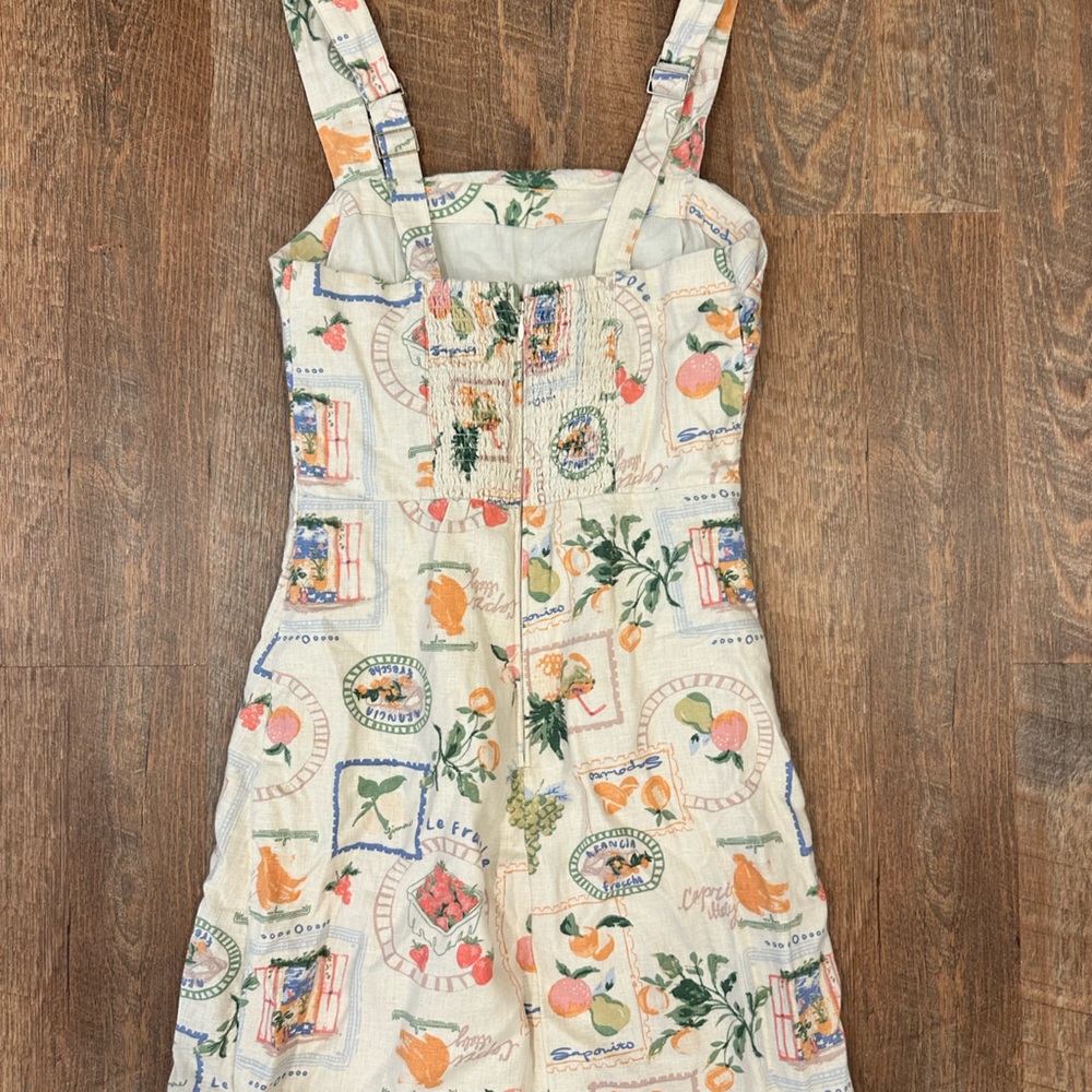 Abercrombie & Fitch Cream Fruit Print Square-Neck Mini Dress - Picture 3 of 4